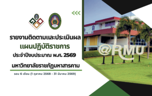 รายงานการติดตามและประเมินผล แผนปฏิบัติราชการ ประจำปีงบประมาณ พ.ศ.2569 มหาวิทยาลัยราชภัฏมหาสารคาม รอบ 6 เดือน (1 ตุลาคม 2568 – 31 มีนาคม 2569)